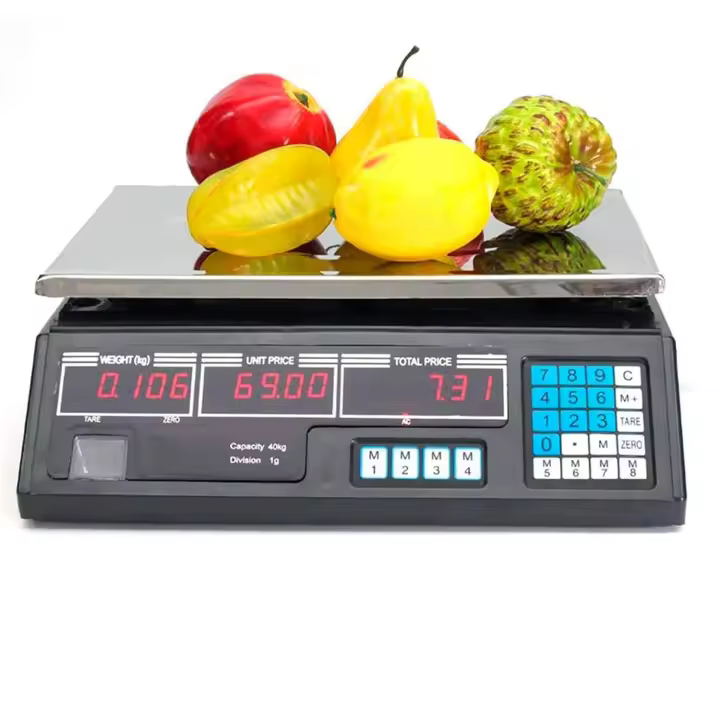 BASCULA DE COMERCIO BALANZA COMERCIAL BASCULA DIGITAL COMERCIAL PARA PESAR FRUTA VERDURA 40KG BATERIA SUMA - 1