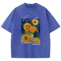 Camiseta De Algodón Van Gogh Con Impresión De Girasol Para Hombre Estampado Gráfico Camiseta Cool De Verano Talla Grande Manga Corta Para Diario - details 9