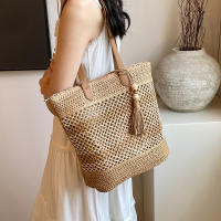 Bolso De Hombro De Paja Para Mujer De Verano De Alta Calidad Bolso De Viaje Hecho a Mano Gran Capacidad De Bolsas De Playa Estilo De Cesta Con Cierre De Cremallera - details 11