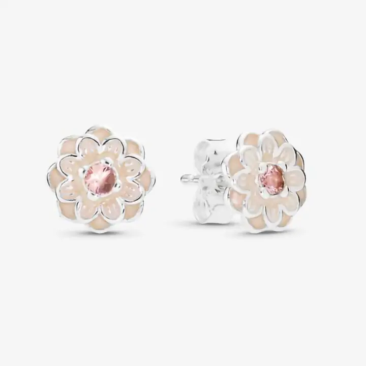 Pendientes de Aro en Plata de Ley Dalia en Flor 290687NBP，Incluye Caja Original - 1