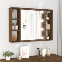 vidaXL Mueble con espejo y luces LED 76x15x55 cm en color Gris hormigón/Blanco/Gris sonoma y más | almacenamiento funcional diseño moderno para baño dormitorio sala - details 6