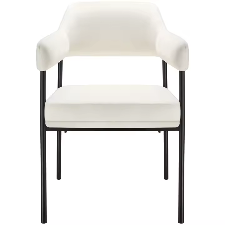 Tectake - Silla de comedor DOÉ acolchada con patas de acero, Elegantes y tapizadas en tela fácil de cuidar, Asiento amplio y respaldo continuo con reposabrazos, acolchado con espuma de alta densidad, Patas de acero esbeltas con revestimiento en polvo - 1