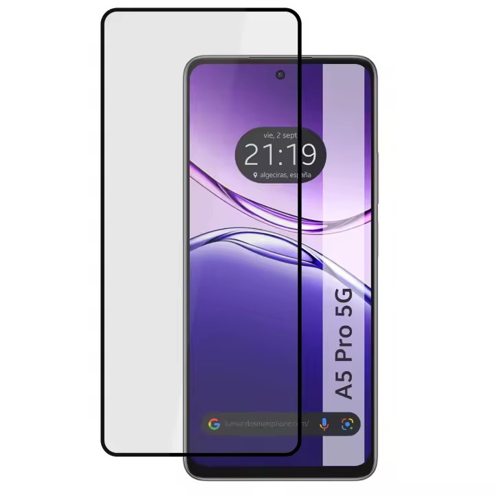 Protector Cristal Templado Completo 5D Full Glue Negro para Oppo A5 Pro 5G Vidrio - 1