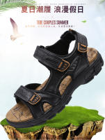 Nuevos Sandalias Para Hombre Con Suela Gruesa Y Capa Exposada De Cuero Genuino Casual Ligeros Zapatillas De Moda Con Cierre De Correa Y Suela De Goma - details 1