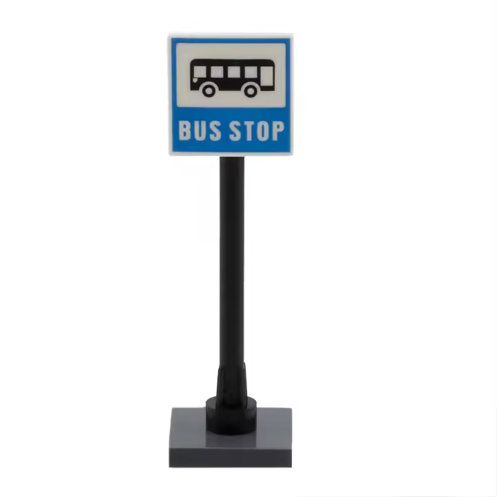 PLAYZOCO Señal trafico Parada Autobus juguetes construcción, señal trafico juguete, Accesorio de señalización para juguetes de construcción, Mini señal Parada Autobus, 5 cm altura, Compatible con Lego - 1