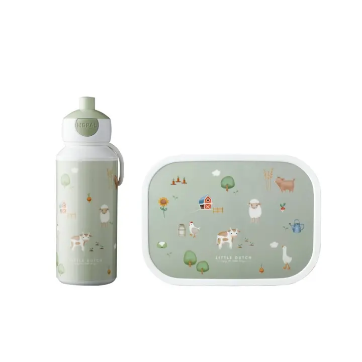 Little Dutch - Pack Merienda Granja para Niños - Tápers Medidas 17.8x13.2x6cm - 1