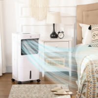 3 en 1 Acondicionado de Aire Móvil con refrigeración por Agua para Humidificación Del Aire 15L 60 ° Acondicionado de Aire ostilante 65W Enfriador de Aire E temporizador de 8 horas, Mando a Distancia, uso de La Habitación 20 m² Blanco 32x37x69 cm - details 0