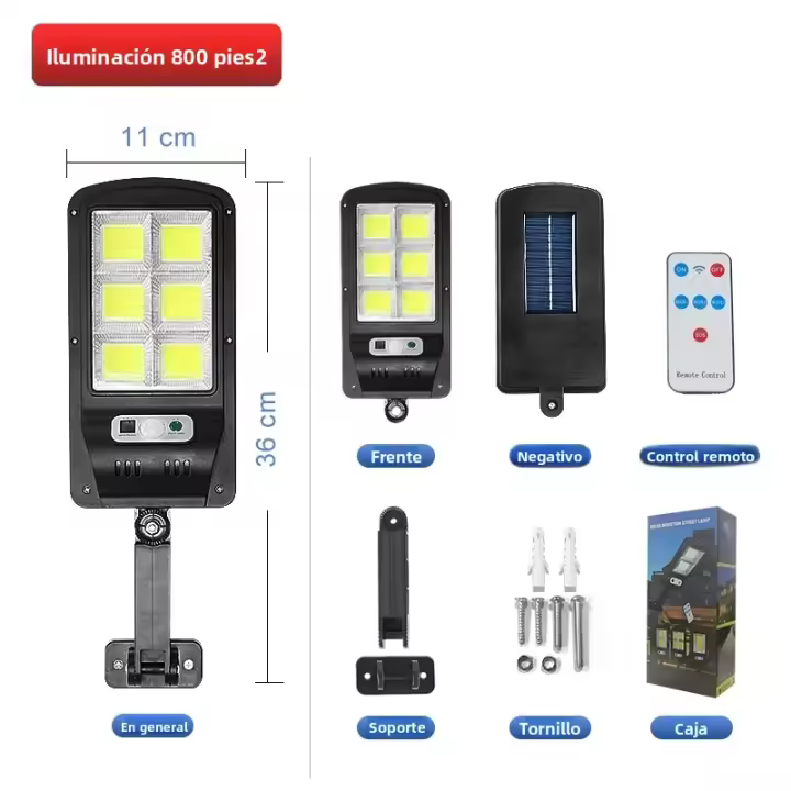 Lámpara Solar Exterior Potente 12000LM 3 Modos Sensor De Movimiento IP65 Impermeable Para Jardín Calle Y Pared - 1