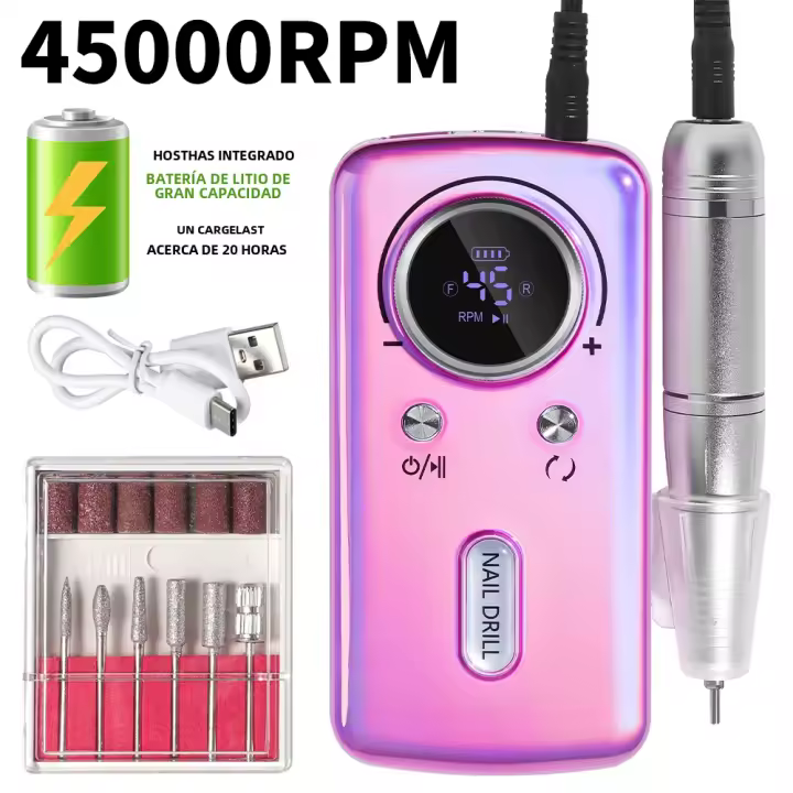 Máquina De Uñas Recargable 45000RPM Electrónica Portátil Para Archivar Y Pulir Uñas De Gel Ideal Para Manicura En Casa Y Salón - 1