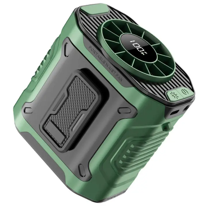 Ventilador de Caja portátil de 100, potente ventilador de cinturón con clip de flujo de Aire, ventilador de Cuello recargable para trabajo en Aire Libre Camping de Pesca - 1