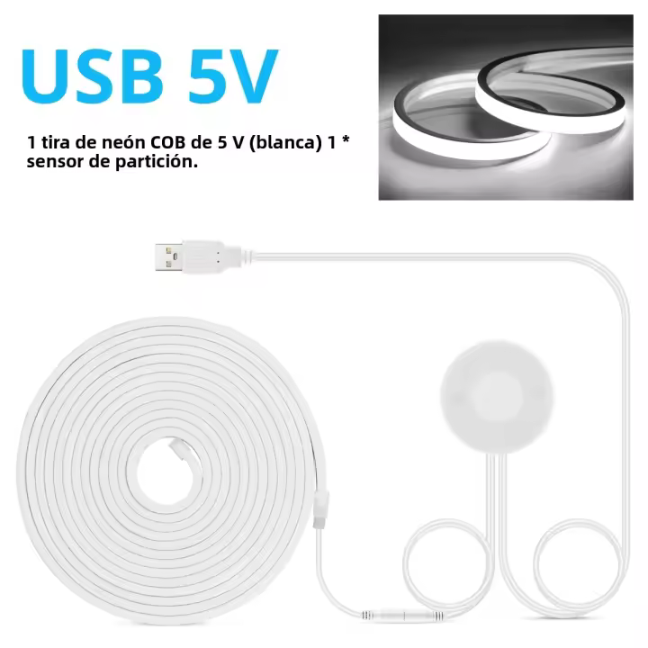 Luz Neón COB LED Fita Toque Sensor Dimmer Tubo Lámpara Decorativa Para Habitación Retroiluminación De Madera Con Interruptor Táctil DC5V - 1