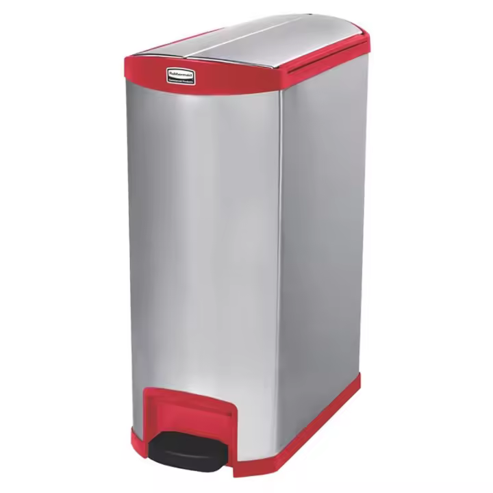 Rubbermaid SLIM JIM 90L/24G METAL END STEP STEP-ON RED - 1