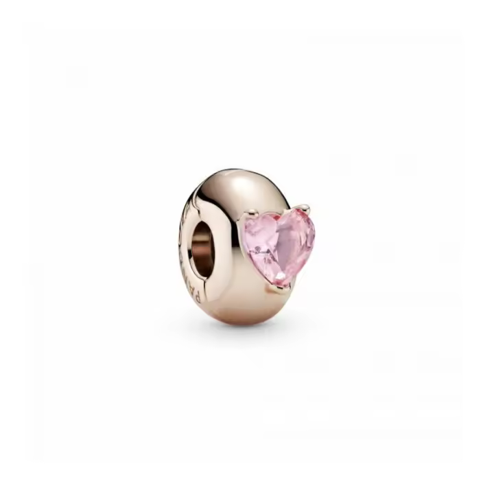 Clip Pandora Corazón Solitario Rosa - 789203C01 - 1