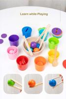 Juguete Montessori De Madera Juego De Colores Y Alineación Con Bolas Arcoíris En Copas Educación Temprana Para Niños De Preescolar Edad 3+ - details 4