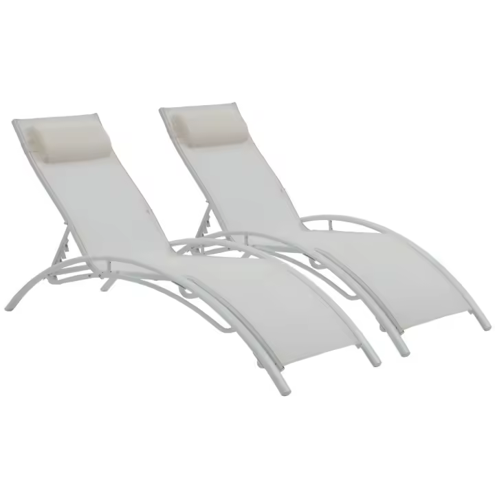 Conjunto de dos tumbonas de aluminio Beauty - "Phoenix" - Crudo - 1