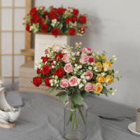 Nueva Corbata De Flores Artificiales Rosa Seda Con Hojas De Eucalipto Y Peonía 10 Piezas Para Bodas Fiestas Vaso Hogar Decoración De Navidad - details 2
