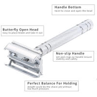 Afeitadora Manual De Seguridad Con Hojas Dobles Y Mariposa Plata Para Hombres 5 Hojas De Cobre Afeitadora Para Cuerpo Y Cara - details 2