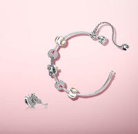 PANDORA Cadena de seguridad Eternal Heart con cuentas, estilo dulce, accesorios de joyería, regalo de cumpleaños para novia, Eternal Heart, 50 mm - details 0
