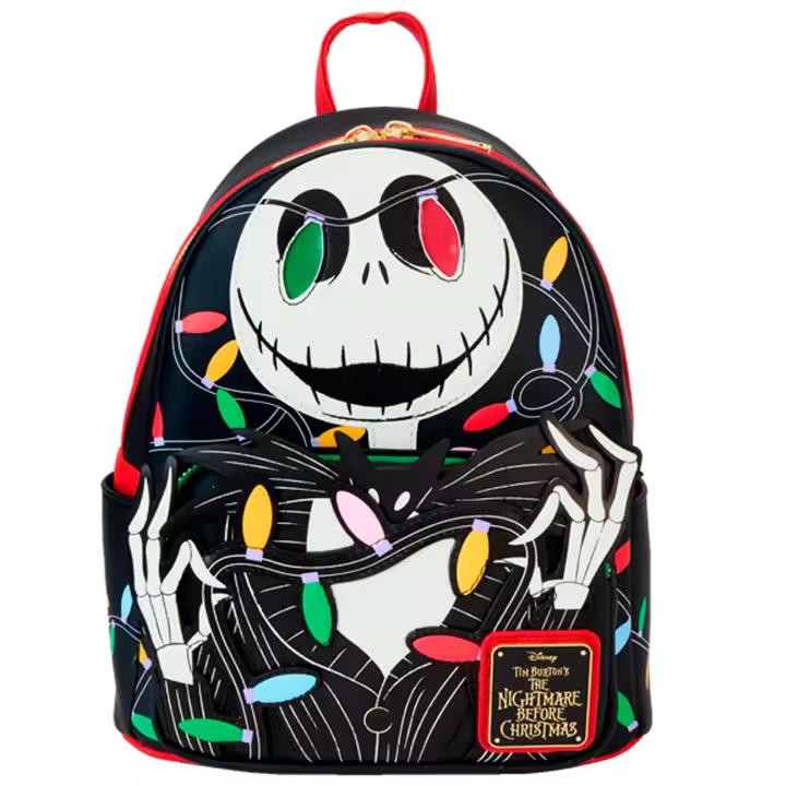 LOUNGEFLY MOCHILA Jack Skellington Lights Luces GITD  hombre mujer Pesadilla Antes de Navidad Nightmare before Christmas  Backpack brilla en la oscuridad - 1