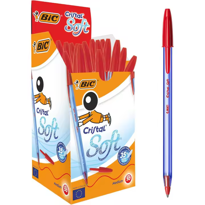 BIC Cristal Soft Bolígrafo Punta Media (1,2 mm) Azul (Caja de 50 uds.) - 1