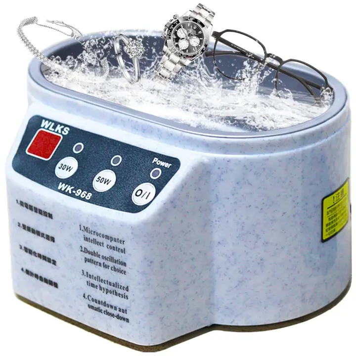Limpiador Ultrasónico de Joyas, 50W, Pantalla Digital, 4KHz, Portátil, para Limpiar Gafas, Relojes, Anillos, Monedas y Cuchillas de Afeitar, 700ml, Blanco - 1