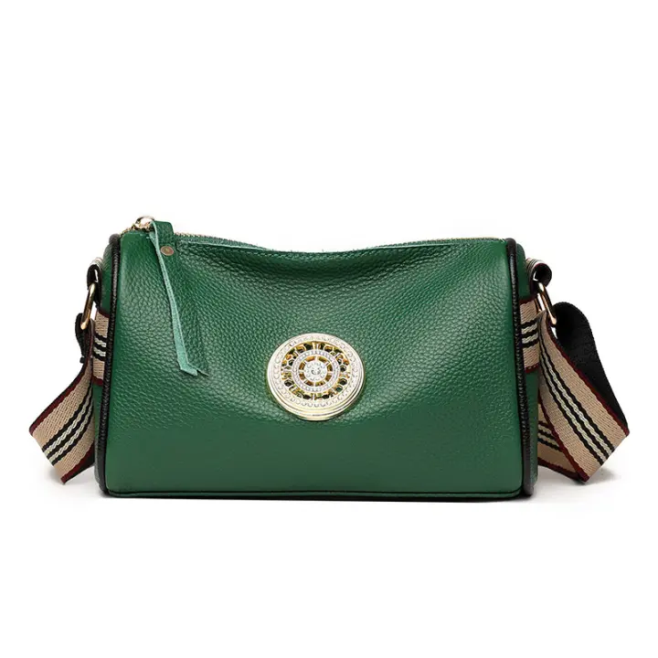 Bolso de mujer de piel auténtica, nuevo bolso de mensajero de un solo hombro, bolso de piel de vaca de primera capa, bolso de hombro ancho para mujer - 1