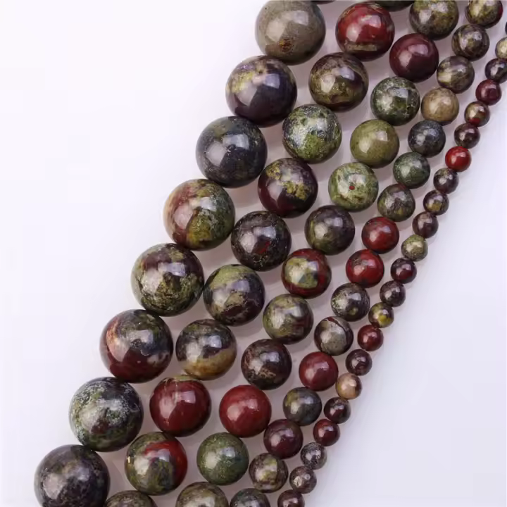 Tirante De 15 Pulgadas De Piedras Preciosas Naturales Dragón Sangre Jasper Redondas Para Fabricación De Joyas 4-12mm Unidad - 1