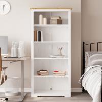 vidaXL Librería BODO 5 estantes madera maciza pino 82x40x173 cm en color Blanco/Marrón | práctico organizador multiusos diseño compacto funcional - details 1