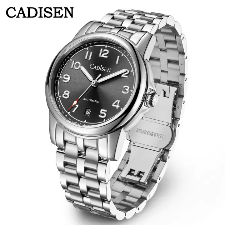 Reloj Mecánico Automático Para Hombre CADISEN 2024 39MM Acero Inoxidable Cristal De Zafiro Resistente Al Agua Con Marcadores Arábigos Y Calendario Completo Movimiento MIYOTA 8215 - 1