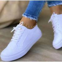 Zapatos Casuales Para Mujer 2024 De Punta Redonda Y Bajo-Troque Vulcanizado Cómodos Zapatos De Caminar Con Cordones Versátiles - details 6