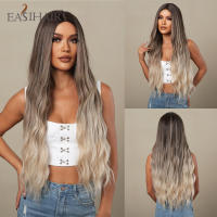 Pelucas Sintéticas Largas De Ombre Marrón Rubia Con Franja Para Mujeres Afro Peluca Cacheada Resistente Al Calor Para Uso Diario Cosplay - details 21