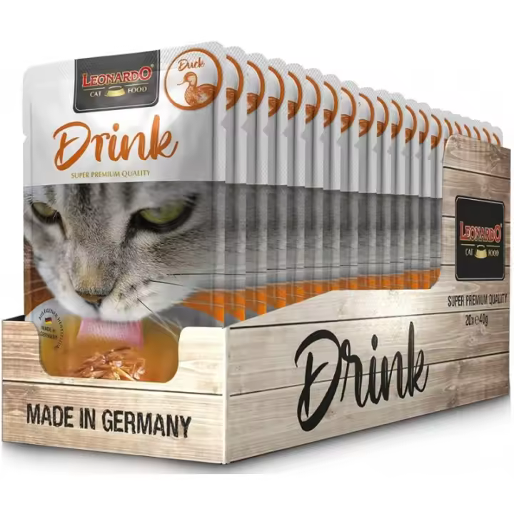 Leonardo Drink Sopa de Pato 20 Sobres x 40 gr - Alimento complementario para gatos adultos que favorece la ingesta de líquidos - 1