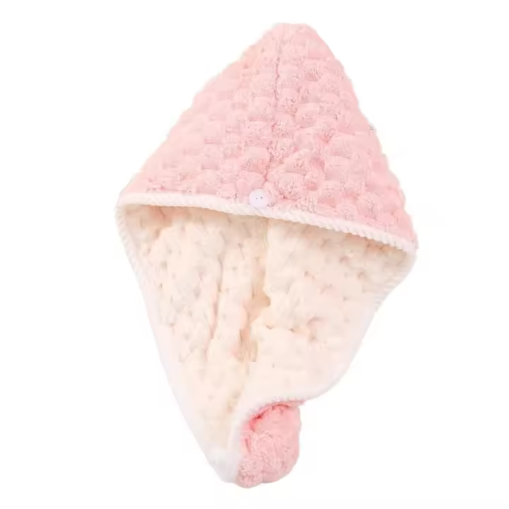 BIT Toalla de secado de cabello, gorro de fibra ultrafina con botón, alta absorción de agua, baño grueso - 1