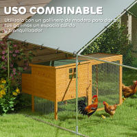PawHut Gallinero para Exterior Gallinero de Acero Galvanizado con Cubierta Anti-UV e Impermeable Jaula para 5-8 Gallinas Plata - details 3