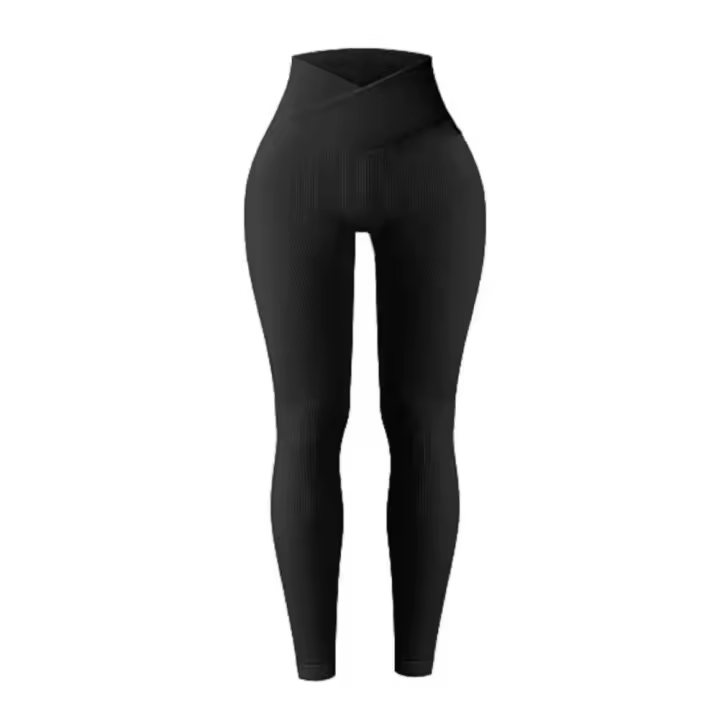 Leggings de Yoga para mujer, mallas informales de corte Delgado, sin costuras, cintura alta, patrón acanalado, Color sólido, largas - 1