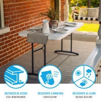 Lifetime - mesa plegable blanca 122x76 cm, altura 74 cm, tablero polietileno alta densidad, protección UV, resistente al agua, estructura metálica estable, uso interior exterior, práctica y duradera - details 3
