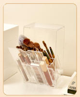 Porta-Pinceles De Acrílico Organizador De Cosméticos Con Slots Ajustables Para Escritorio Y Vanidad Caja De Almacenamiento Con Tapa De Inclinación - details 5