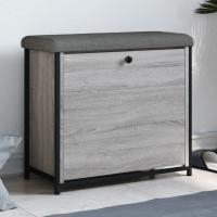 vidaXL Banco zapatero con cajón abatible roble marrón 62x32x56 cm en color Marrón roble/Negro/Gris sonoma y más - details 2