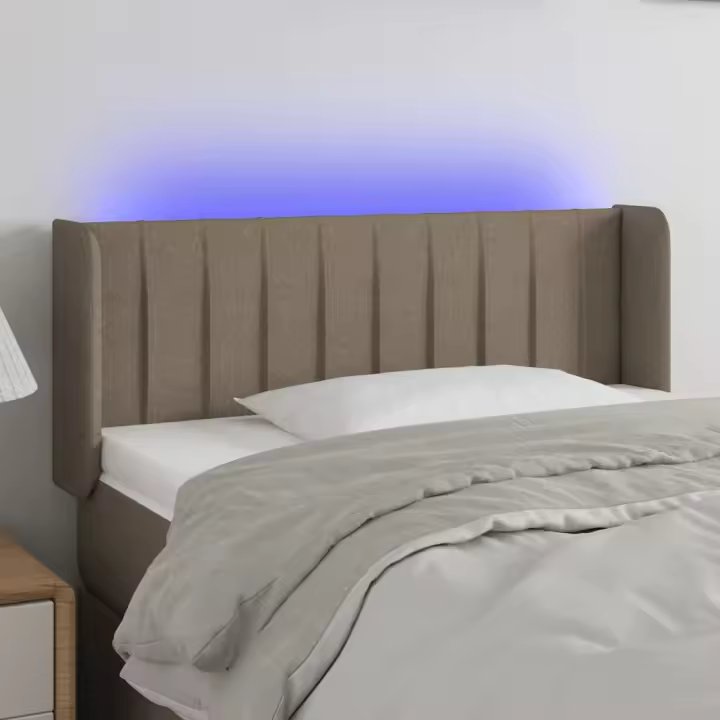 vidaXL Cabecero con LED de tela gris taupe 83x16x78/88 cm - 1