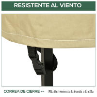 Outsunny Funda protectora para sillas de jardín apilables Lona impermeable 90L x 70W x 115H cm Oxford de alta densidad 600D Beige café - details 1
