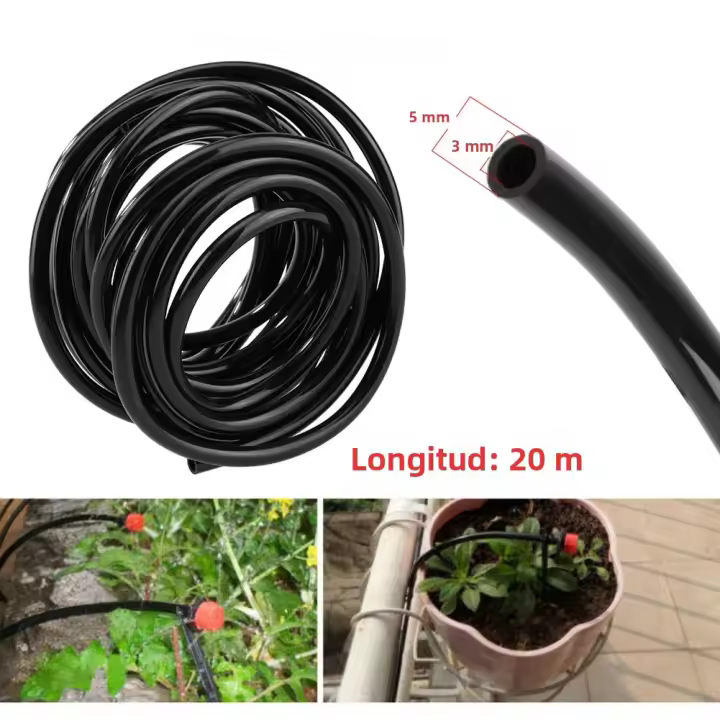 Tubo De Riega Micro Drip 5-40M 1/4" Para Jardín Herramientas De Jardinería Para Plantas Y Flores Antideslizante DIN - 1