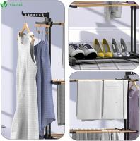 ARISE SHOP-KINVARA Tendedero 3 alturas negro,Tendedero plegable Metal Hierro de 3 niveles para ropa para uso en interiores y exteriores,Colgador de ropa plegable tipo rodillo, estante de pie para ropa,con Ruedas y Fácil de Mover - details 6