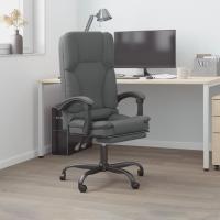 vidaXL Silla de oficina reclinable con masaje de tela gris oscuro - details 0