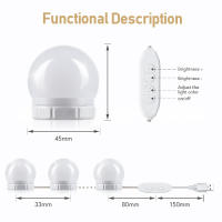 Luz De Espejo Con 10 Luces LED Para Maquillaje USB Iluminación Dimmable Para Mesa De Vestir Baño Luz De Ventana Para Espejo - details 4