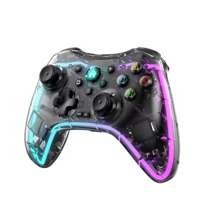 Controlador de juego Bluetooth, Joystick inalámbrico, giroscopio de 6 ejes, controlador inalámbrico RGB para IOS, Android, PC, PS3, PS4 - 1