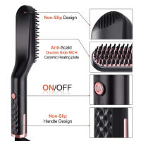 Peine Cepillo De Pelo Eléctrico Para Hombres Y Mujeres Estilizador De Barba Cerámico Inteligente Rotativo Herramienta De Peinado Con Temporizador De 220° C - details 7