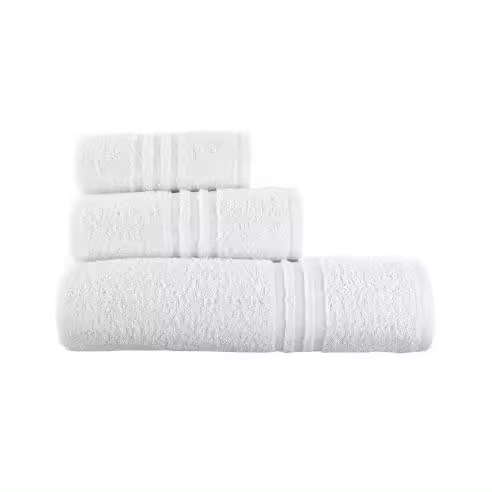 Mediawavestore 487764 Set 3 Toallas de Baño y Ducha Blancas - 1