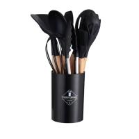 Juego De 12 Piezas De Utensilios De Cocina Ecológicos Con Mango De Madera Y Silicona No Adherente Resistentes Al Calor Espátula Y Cuchara Para Sartén - details 11