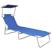 vidaXL Tumbona plegable con toldo aluminio Azul claro, Negro, Rojo Sillas de Exterior Ideal para jardín, playa, piscina, terraza Tumbona Piscina Tumbonas Playa Tumbonas Jardín Exterior - details 1