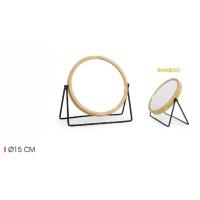 STARLEY-Espejo De Maquillaje De Doble Cara Con Marco De Bambú Y Aumento,Espejo Redondo Giratorio Con Soporte,Espejo de tocador pequeño,19,5 x 19 cm Ø15cm - details 1